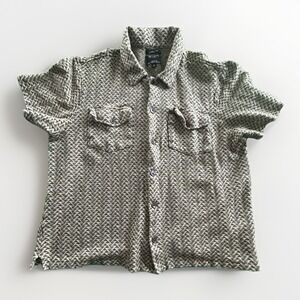 Todd Snyder Cropped Linen Blend Shirt Men XL Geometric Faded Surplus Italy Made